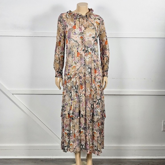 Anthropologie Whimsical The Marais Printed Tiered Chiffon Maxi Dress S - Picture 2 of 9
